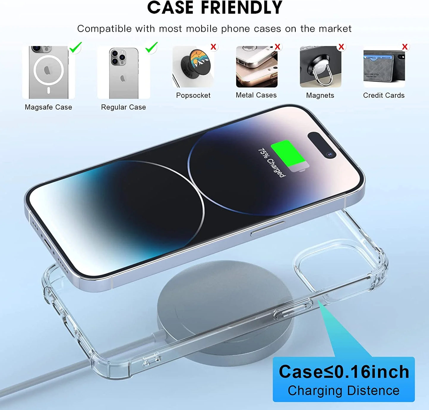 Wireless Charger - Charger Dock Compatible for Iphone 16/15/15 Pro/15 Plus/14/14 Pro/14 Plus/14 Pro Max - Fast Charging Pad for Airpods 3/2/Pro