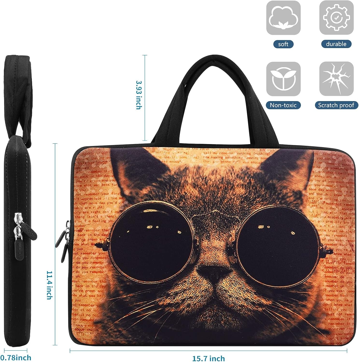 14 15 15.4 15.6 Inch Laptop Handle Bag Computer Protect Case Pouch Holder Notebook Sleeve Neoprene Cover Soft Carring Travel Case Laptop Sleeve Cat ICB-07